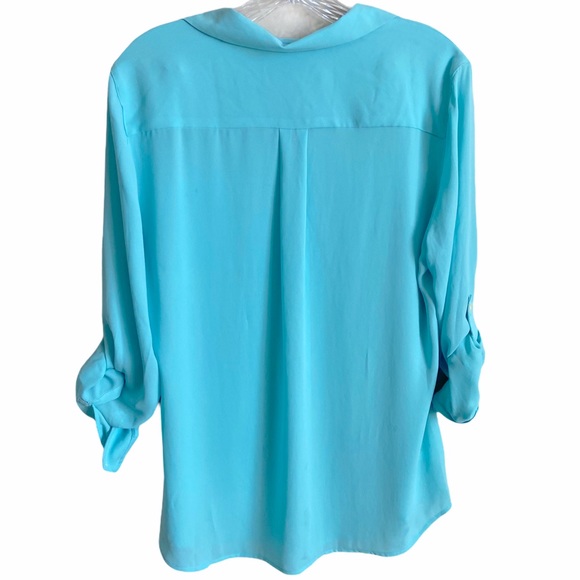 Loft Button Down Teal Blouse - Picture 2 of 7